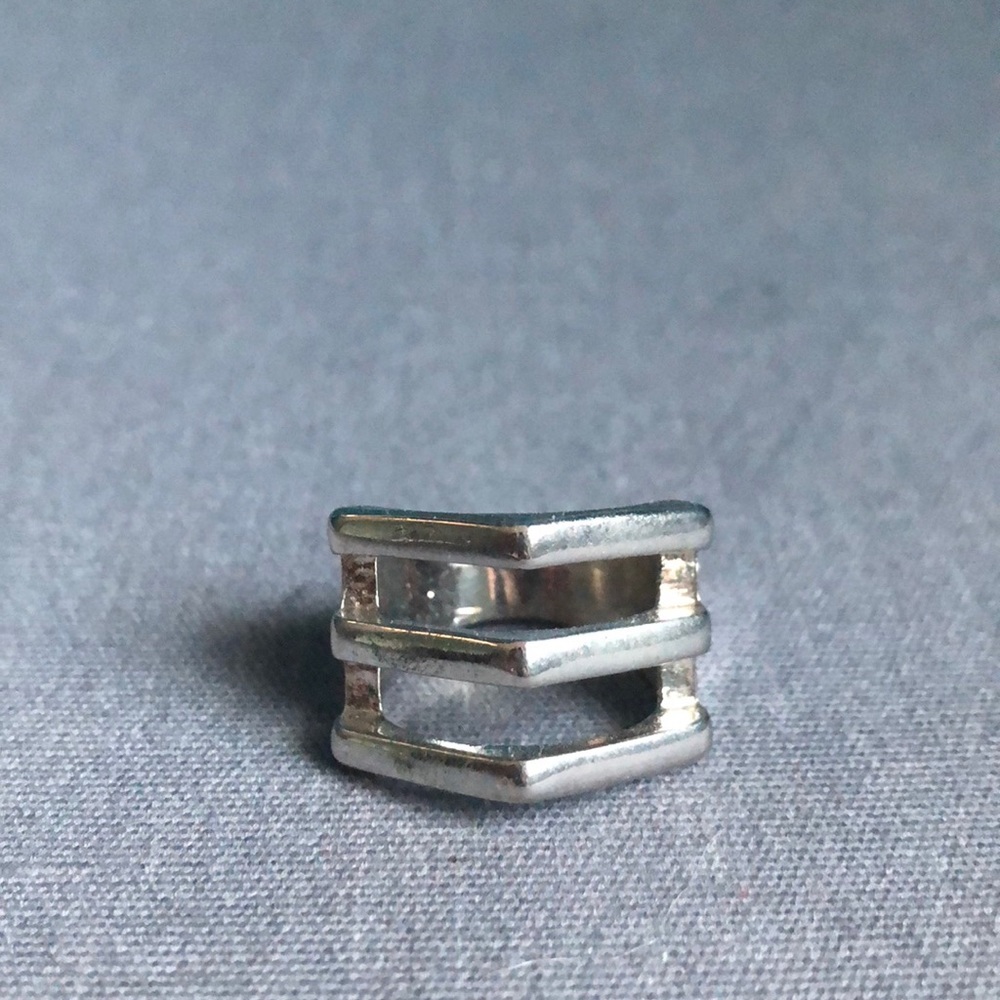 Silver geometric ring